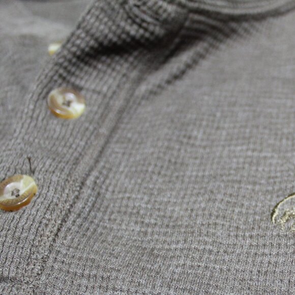 Wolverine Pullover Mens Medium Gray / Brown Waffle Knit Long Sleeve Henley Shirt - Picture 8 of 16